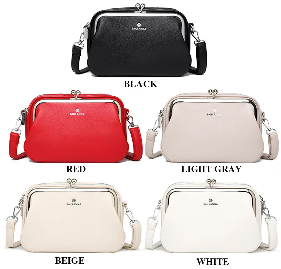 Elegant Shoulder Bag for Women Soft Leather Crossbody Bags Designer Multiple Pockets Messenger Bag Ladies Purses and Handbags