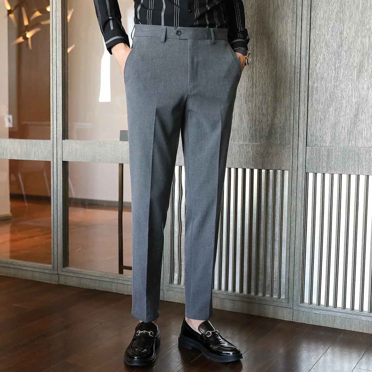 Plus size 40 38 Men Business Solid Suit Pant 2026 Spring Formal Slim Fit Wedding Trouser Mens Brand Fashion Casual Dress Pants