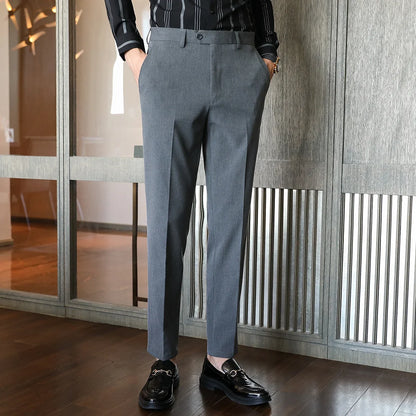 Plus size 40 38 Men Business Solid Suit Pant 2026 Spring Formal Slim Fit Wedding Trouser Mens Brand Fashion Casual Dress Pants