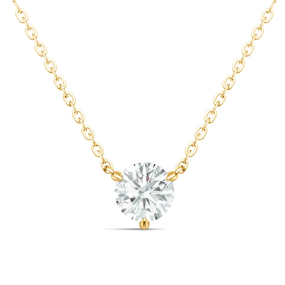 1CT 2CT 3CT Moissanite Necklace for Women Round Cut Lab Diamond 100% 925 Sterling Silver Classic 3 Claws Pendant Wedding Jewelry
