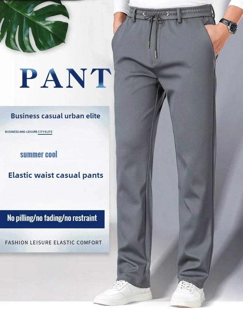 10XL Big Size Men's Summer Casual Pants Straight Fit Elastic Waist Trouser Male Classic Office Plus Large Stretch Zipper Pocket