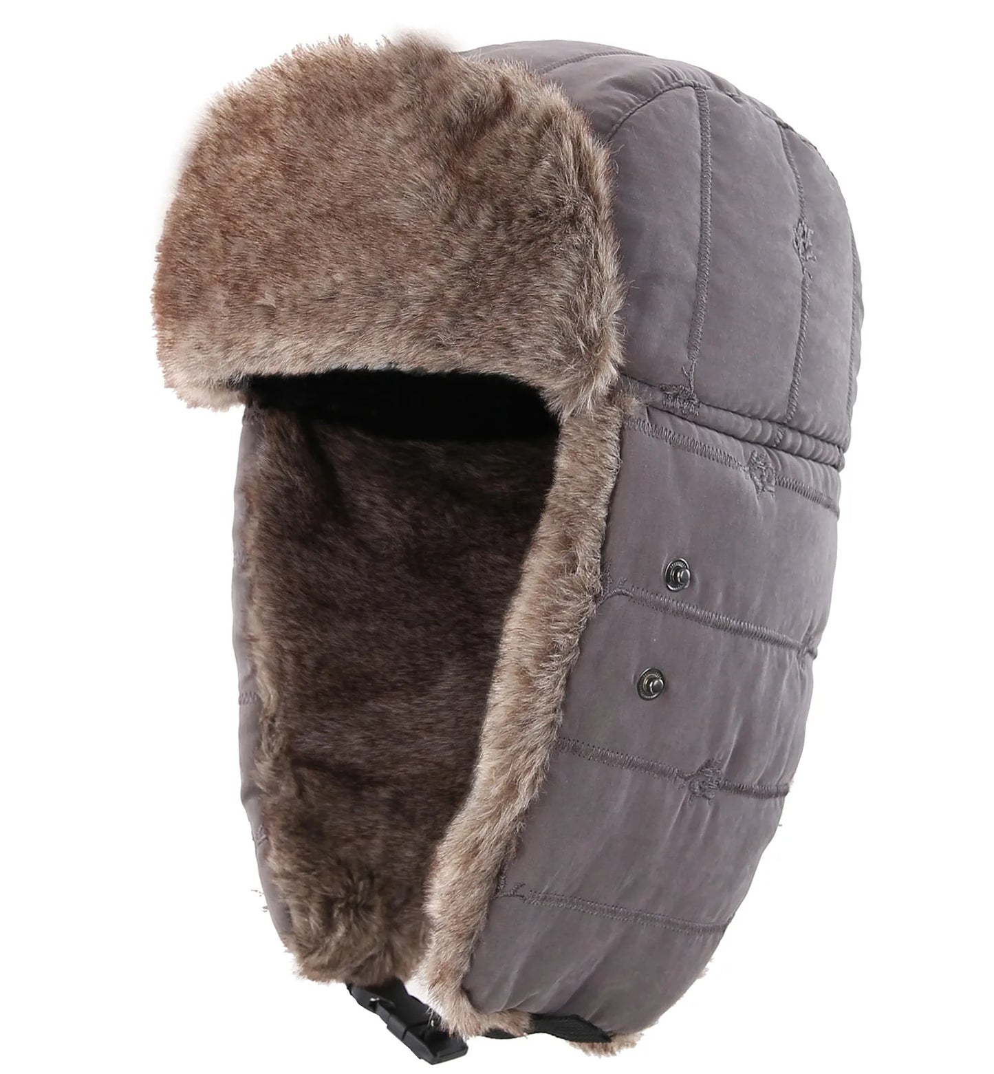 Men's Warm Chunky Trapper Hat Removable Windproof Winter Russian Hats with Mask Ushanka Hat