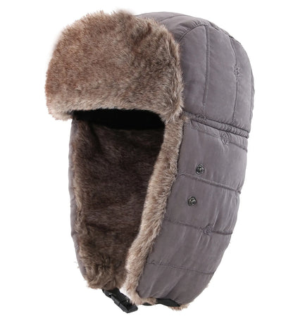 Men's Warm Chunky Trapper Hat Removable Windproof Winter Russian Hats with Mask Ushanka Hat
