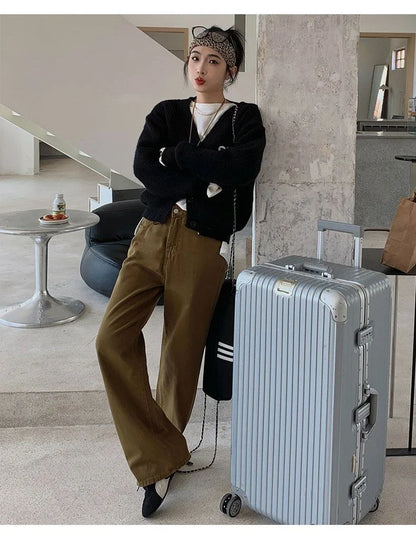 FINEWORDS Vintage High Waist Loose Jeans Women Wide Leg Korean Casual Washed Denim Jeans Streetwear Harajuku Wide Leg Jeans