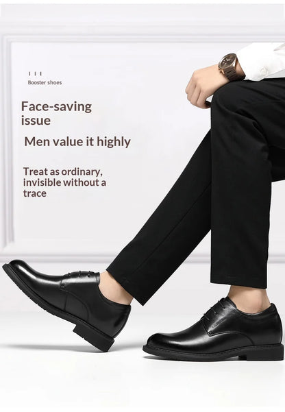 Men Business Elevator Shoes Real Cowhide Invisible Height Increasing Shoes with 3/6/8CM Height Boost Breathable Comfortable
