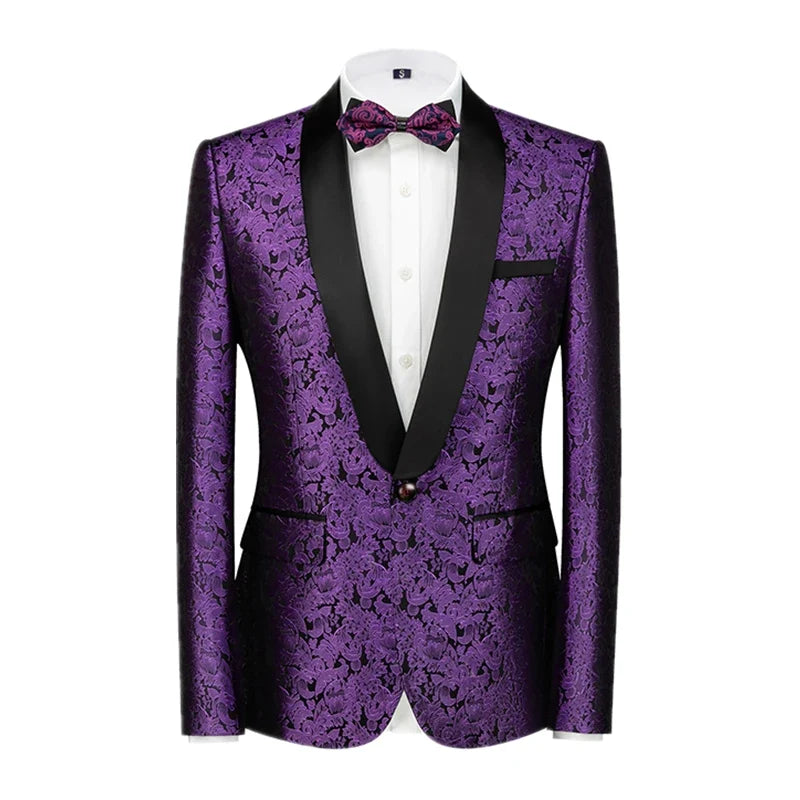 2026 New Men's Pink Embroidered Suit Jacket, Wedding Party Dress Coat, Fashionable Slim Male Blazers, Asian Size M-5XL 6XL
