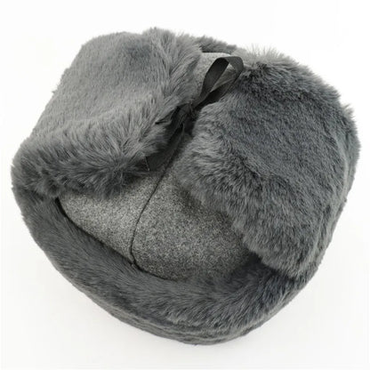 Soviet Badge Ushanka Men Winter Bomber Hats CCCP Pilot Faux Rabbit Fur Earflap Army Trapper Trooper Hat Russia Snow Cap