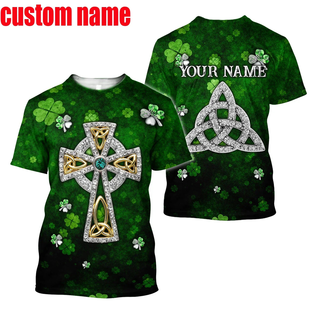 2023 Summer New Printed Irish Celtic Men's and Women's T-shirt, Custom Name Short Sleeve Unisex Shirt, Harajuku Large Casual Sty
