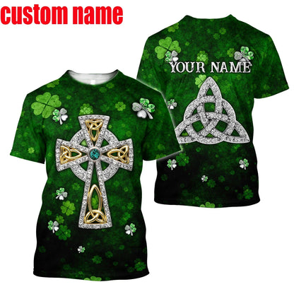 2023 Summer New Printed Irish Celtic Men's and Women's T-shirt, Custom Name Short Sleeve Unisex Shirt, Harajuku Large Casual Sty