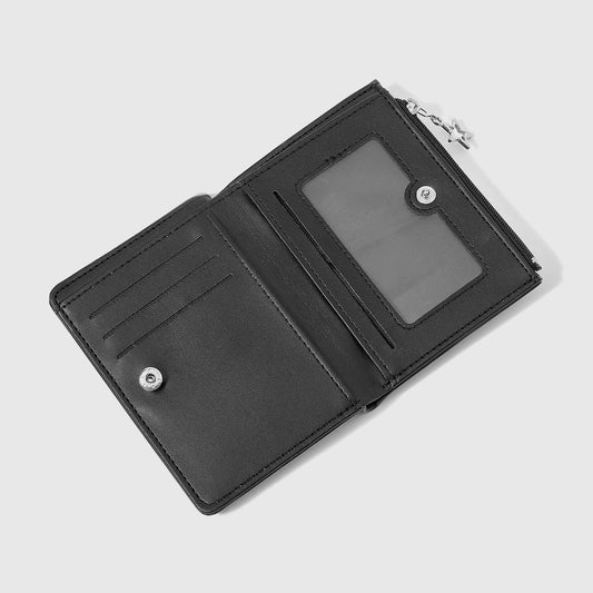 Portefeuille court zippé étoile imprimé Lune Gothique et Chat Noir multi-cartes, porte-cartes et porte-monnaie décontracté et tendance