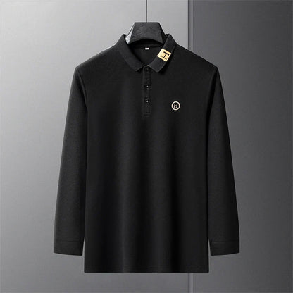 New Best-selling Spring and Autumn Men's Trendy Fashion Lapel Embroidered Long Sleeved Top Polo Shirt Sweatshirt T-shirt