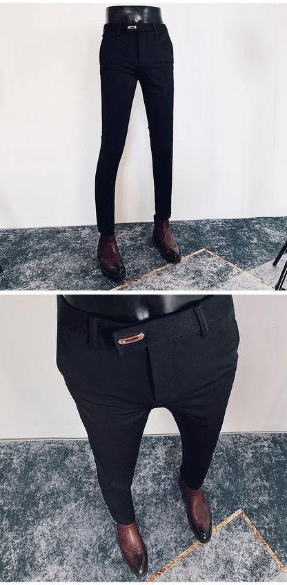 2026 Spring Summer Men's Casual Pants Formal Business Men Solid Color Slim Fit Office Social Trousers Wedding Party Suit Pants