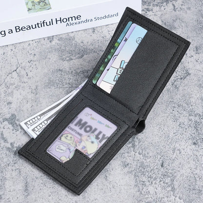 New men's wallet short wallet young men's fashion and leisure plaid multi-card thin soft wallet coin purse