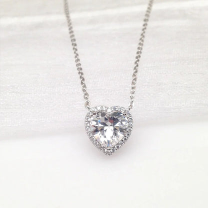 1-4 Carat Heart Cut Moissanite Halo Pendant Necklace for Women 925 Sterling Silver Love Necklace Anniversary Gift Fine Jewelry