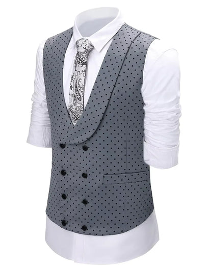 Men's Suit Formal Neck Square wave point leisure  Casual Waistcoat Formal Business Grey Navy Vest Groomman For Wedding Evening