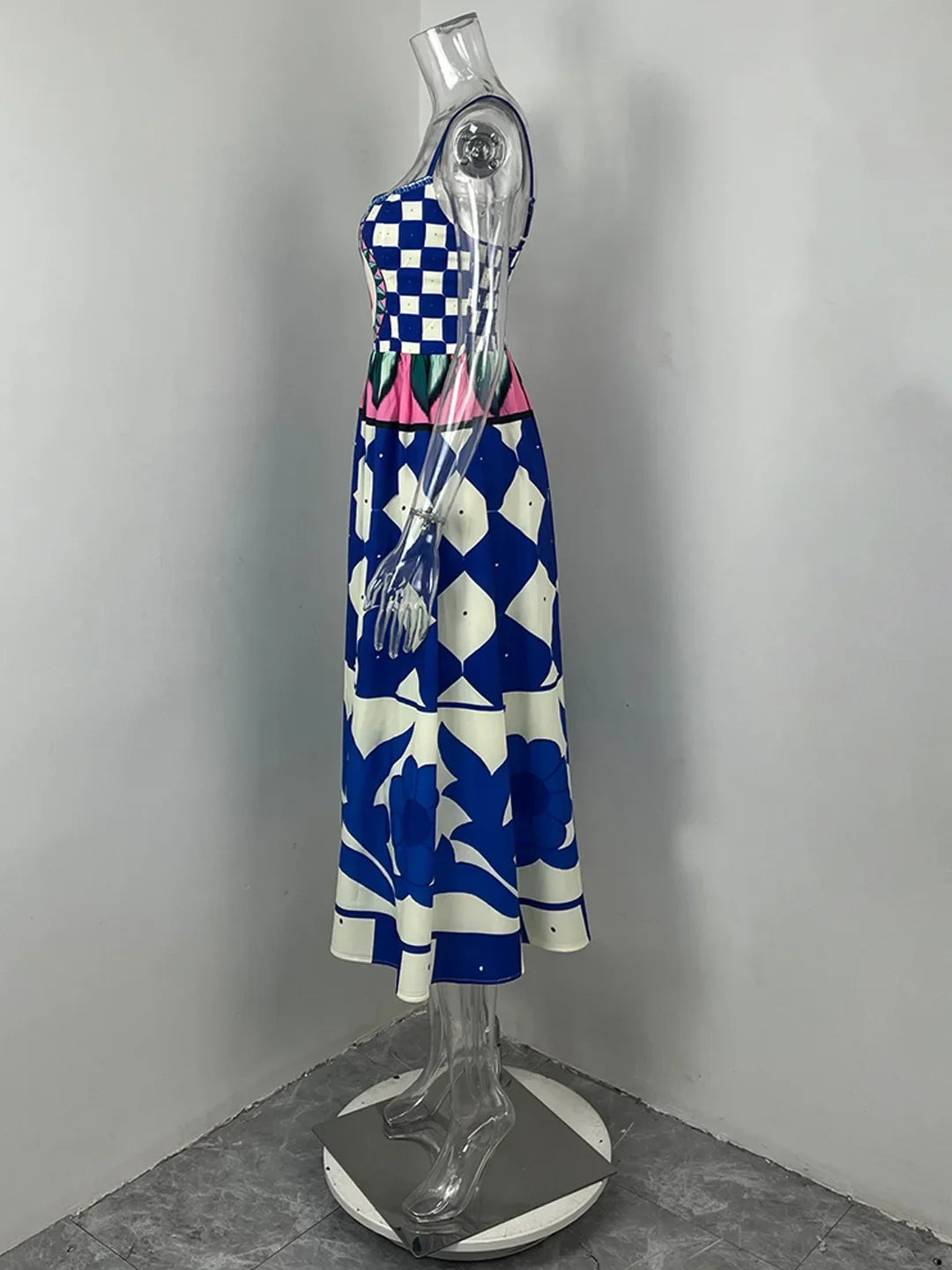 Fashion Women Print Suspenders Blue Ocean Fish Pattern Sexy Long Dress 2025 New Spring Summer Temperament Maxi Dresses