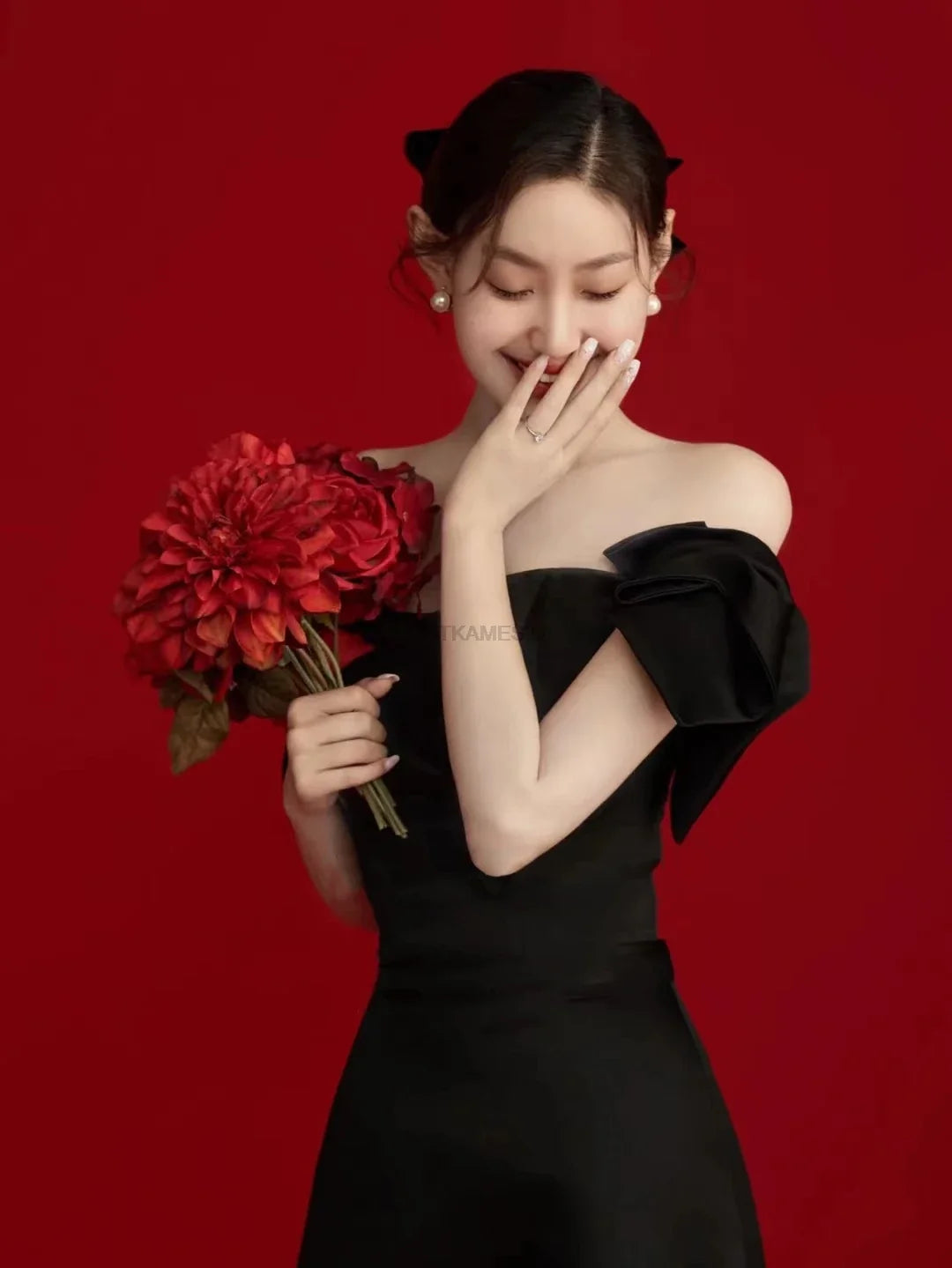 Wedding Dresses Sweet Bow Off The Shoulder For Women 2024 Satin Black Evening Dress Elegant Floor-length Simple Wedding Shooting
