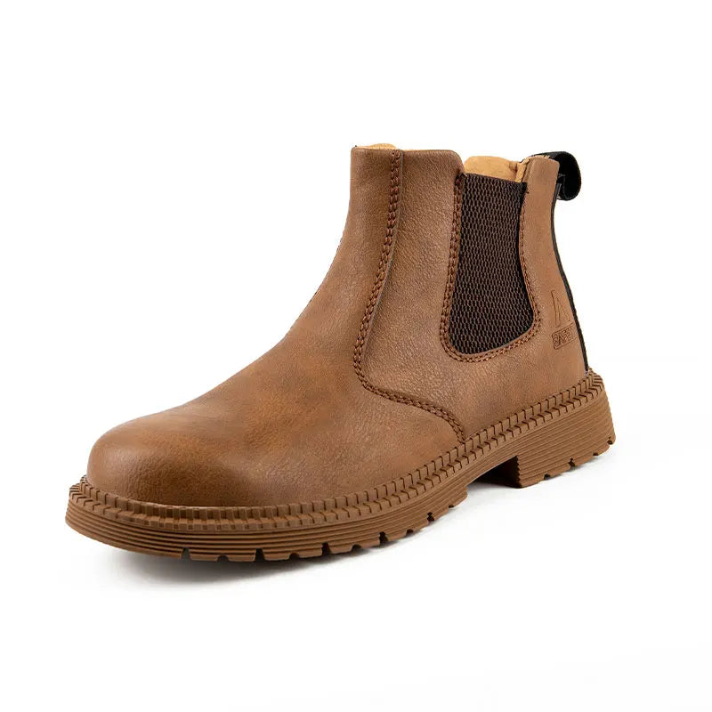 Water Proof Safety Work Shoes For Men Steel Head Leather Boots Male Footwear Indestructible Construction Work Shoes Brown