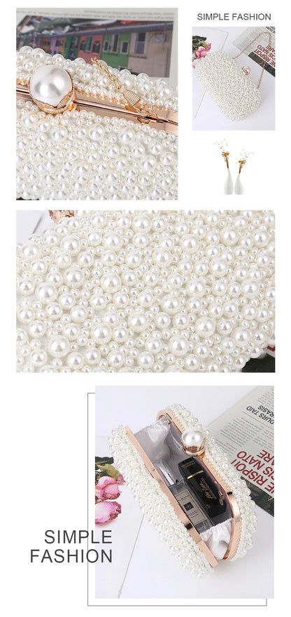 Luxury Wedding Evening Dress Bag Chain Shoulder Bag Women's Pearl Wallet Women's Party Handbag Fashion Designer Brand Purse