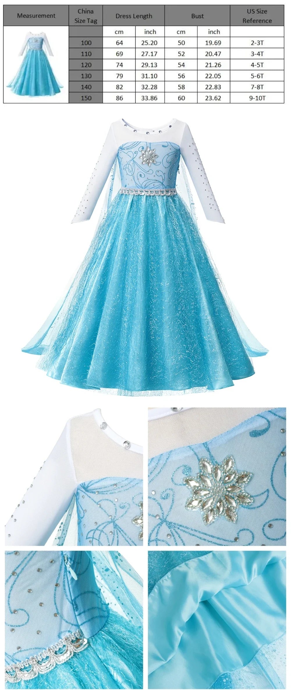 Muababy Princess Dress for Girls Aurora Belle Elsa Jasmine Cosplay Costume Party Halloween Carnival Outfit Kids 2-8Y Vestido