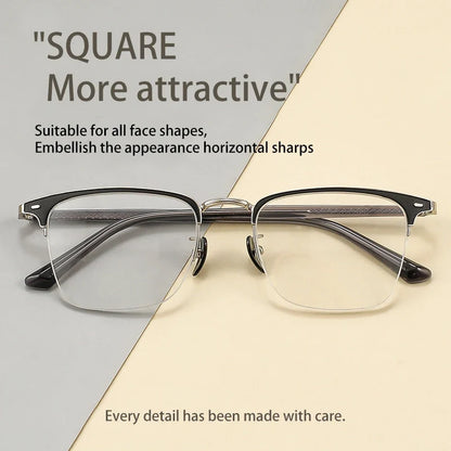 Classic Business Half Rim Eyeglasses Black Reading Glasses Men 888 Retro Anti-Blue Light Frames Customizable prescriptions
