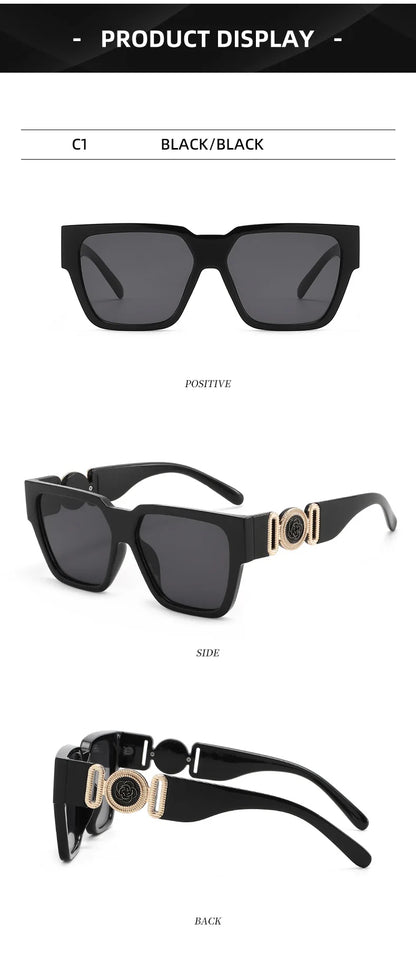 INS 2026 New Fashion Sunglasses Women Wide-leg Sun Glasses Men Trendy Brand Square Oversized Anti Blue Light Flat Mirror UV400