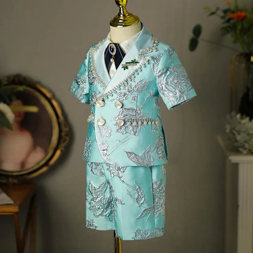 5PCS Children's Suit New Fashion Stage Boys' Piano Performance Clothes Wedding Birthday Baptism Party Prom Dress For Eid A2175