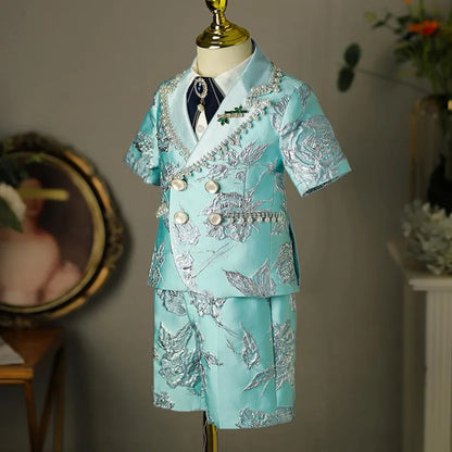 5PCS Children's Suit New Fashion Stage Boys' Piano Performance Clothes Wedding Birthday Baptism Party Prom Dress For Eid A2175