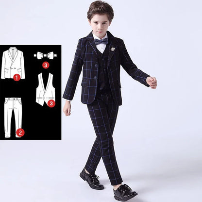 Top Quality Big Boys Suit For Wedding Teenager Kids Formal Tuxedo Dress Children Photograph Blazer Party Performance Costume