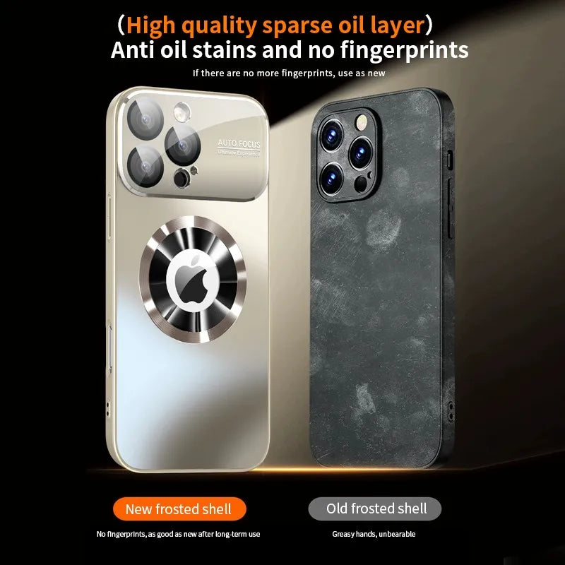 New Titanium Metallic Luxury Matte Case For iPhone 17 16 15 14 13 12 Pro Max Plus For Magsafe Glass Lens Camera Protection 2030