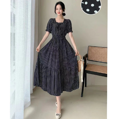 Summer New Cotton Silk Floral Print Maxi Dr ort Sve Beachwear High Waist Young Women's Large Skirt Swing Dr