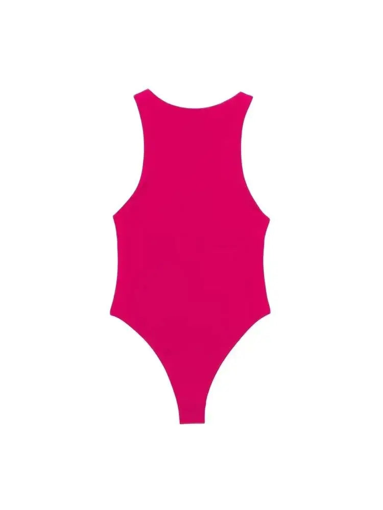 Women Fashion With Halter Neck Skinny Bodysuit Sexy Sleeveless Snap-button Female Playsuits Mujer