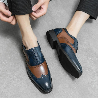 Italy High Quality Pointed Fashion Oxford Shoes Lace Up Men's Shoes Pointed Style Luxury Moccasin Casual Luxury Leather Shoes