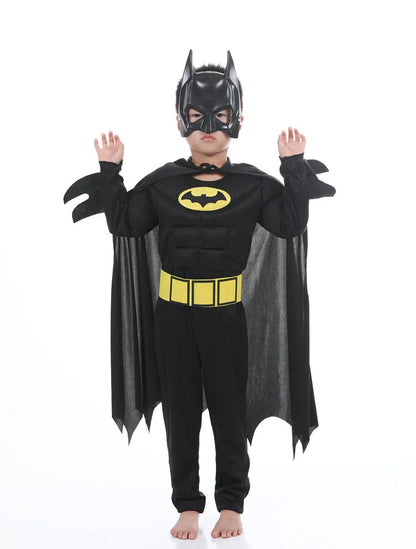 Halloween Children Boys Bat Cosplay Costume Batboy Fancy Black Superhero Cosplay Kids Costume Outfits Comic Masquerade Evening
