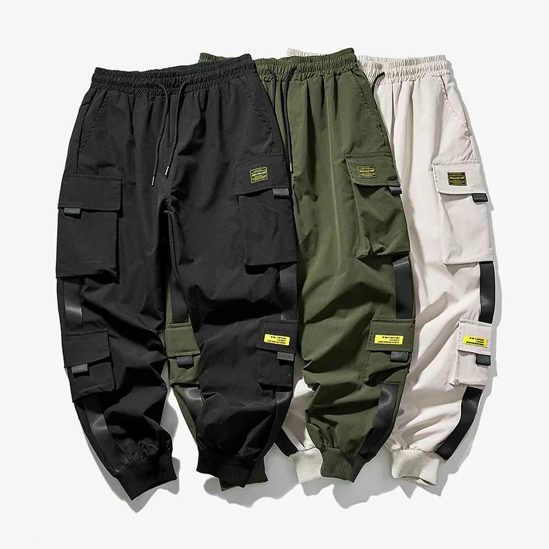 Mens Summer Army Green Loose Pant Joggers Pants Men Cargo Pants Hip Hop Casual Pockets Sweatpants Male Fashion Trousers