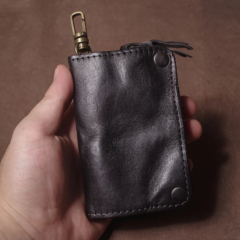 Luxury Brand Genuine Leather Key Bag Multifunctional Waist Hanging Card Holder Coin Purse Men Women Car Key Case Organizer