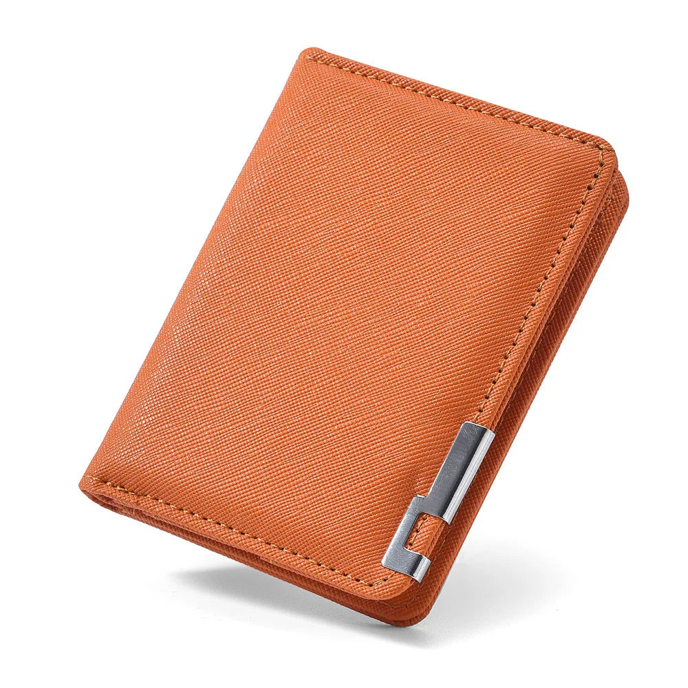 Small Slim Business-Style Wallet - Multiple Card Slots, Credit Card and Driver's License Holder, Geometric In Black Faux Leather