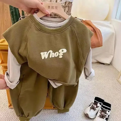 1-5Yrs Boy Set Outfit Spring Baby Girl Kid Clothes Set Children Sports Waistcoat +t Shirt  and Pants 3pcs Suit Cotton Tracksuit