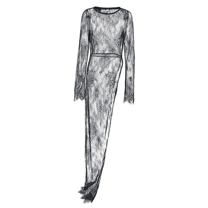 Evening Party Dress Lace Dress High Street Style Black Black Lace Dress Brand New Condition Fashion All-match Dress