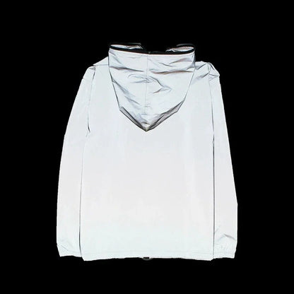 Night Reflective Hooded Jacket Men Women Couples Outdoor Casual Windproof Riding Running Coats Party Show Hip Hop Streetwear