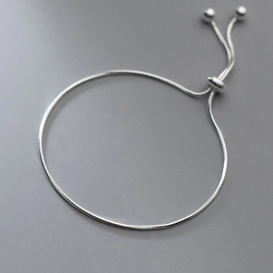 Véritable argent sterling 925 simple chaîne serpent femmes bracelets réglable mode bracelet fête fabrication de bijoux cadeau