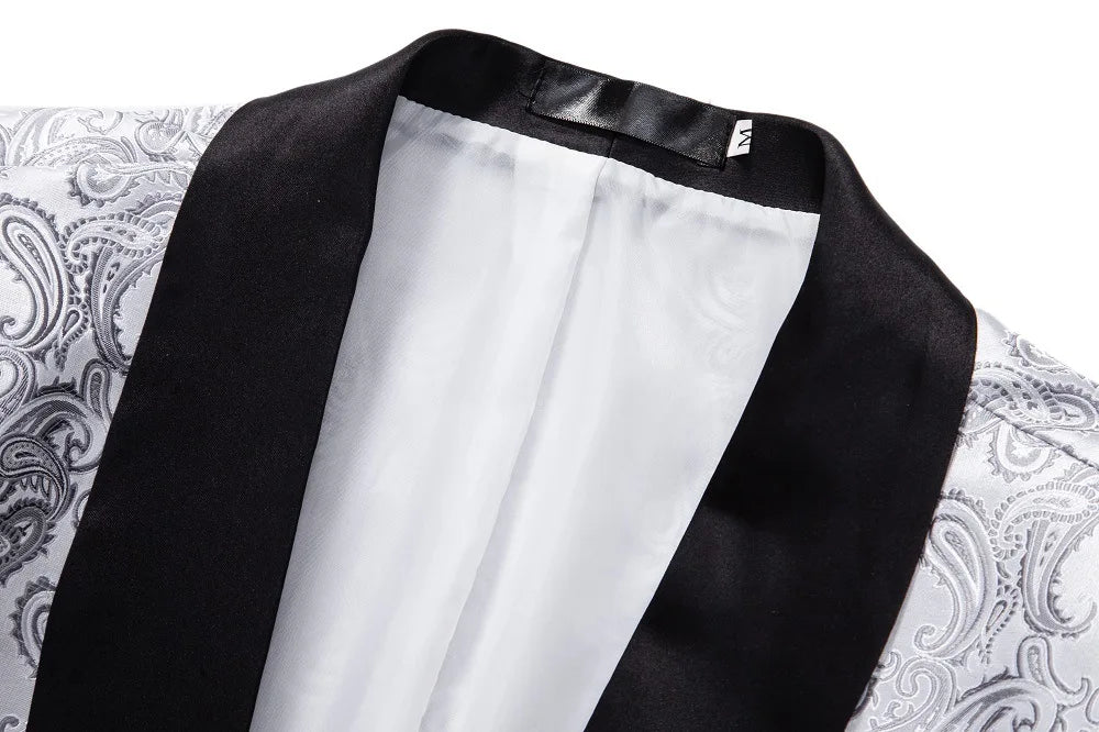 2026 New Men's Red Cashew Flower Blazer, Wedding Party Dress Jacket, White Blue Black Brands Blazers Coat, S M L XL XXL