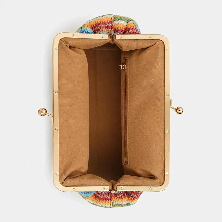 Fashion Large Striped Clip Shell Shoulder Bag for Women Designer PP Straw Handbags Luxury Casual Summer Beach Woven Clutch Bags