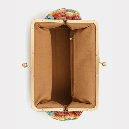 Fashion Large Striped Clip Shell Shoulder Bag for Women Designer PP Straw Handbags Luxury Casual Summer Beach Woven Clutch Bags