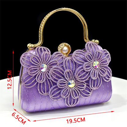 2026 Elegant Gold Color Women's Heels Handbag Set Rhinestone Embellished Designer Shoes for Weddings Special Events