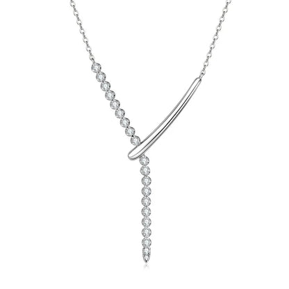 Full Round Moissanite Y-shaped Pendant Necklace for Women S925 Sterling Silver Chain Fine Jewelry Gift with Certificate