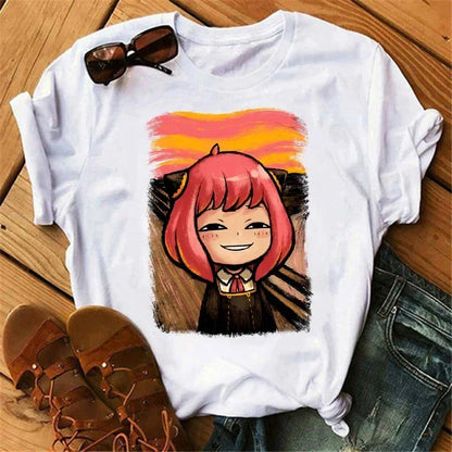 Anime Spy X Family T shirt Wommen Japanese Harajuku Fashion Short Sleeve T-shirts Summer Tops Kawaii O-Neck Women's T-shirt Top