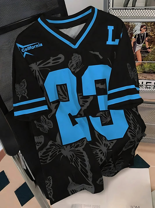 2025 Summer New Men's T-shirt Casual sporty breathable and lightweight V-neck men's T-shirt