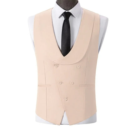 Men Vest Light Champagne With Lapel Solid Waistcoat For Wedding Banquet Prom Business Work Office Casual Daily Men Suit Vest