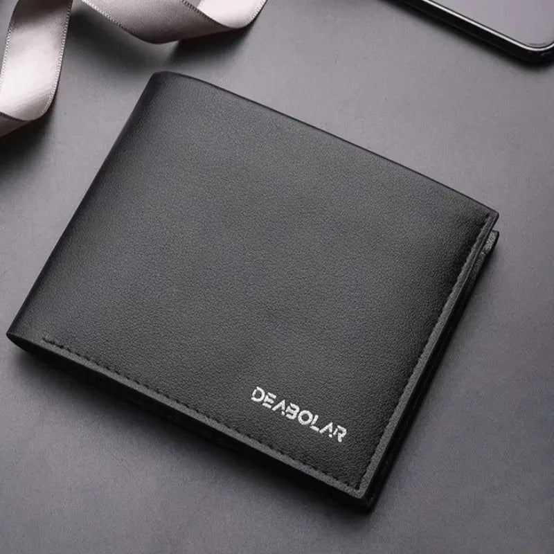 Portefeuille homme en cuir véritable Produit de qualité supérieure Portefeuilles en cuir de vachette véritable pour homme Portefeuille court noir Portefeuille Homme Petits Portefeuilles